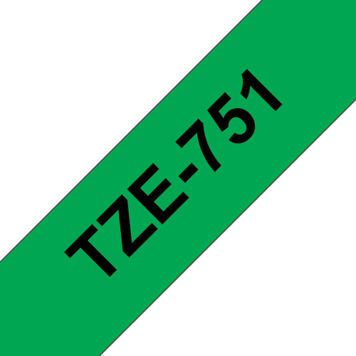 Brother TZE-751 etiketbånd Sort på grøn
