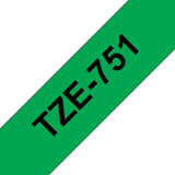 Brother TZE-751 etiketbånd Sort på grøn