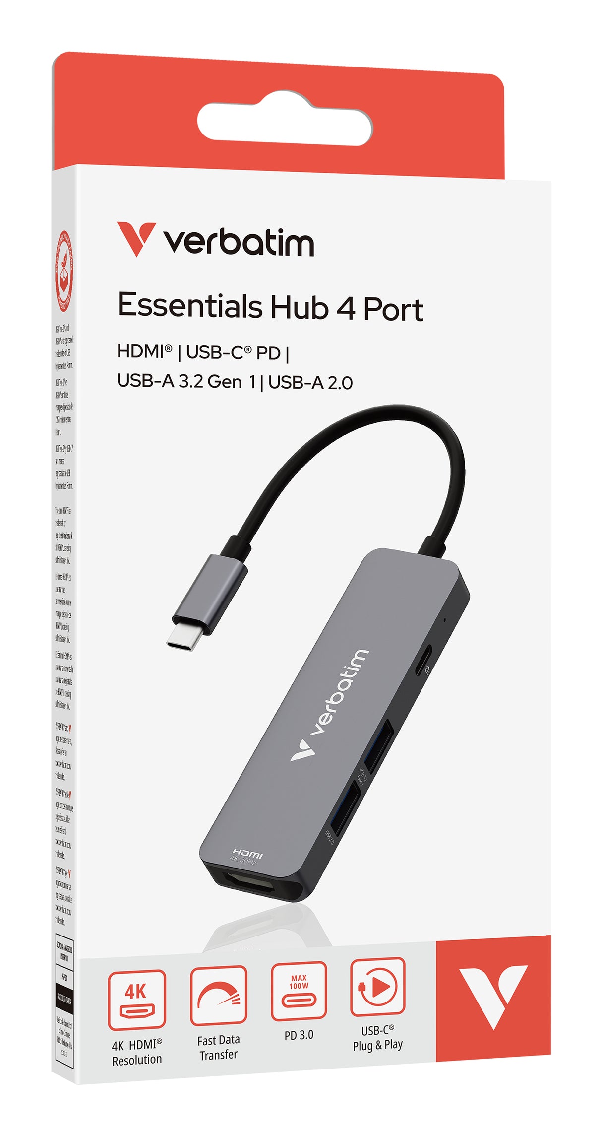 Verbatim 32155 interface hub USB 3.2 Gen 1 (3.1 Gen 1) Type-C 5000 Mbit/s Grå