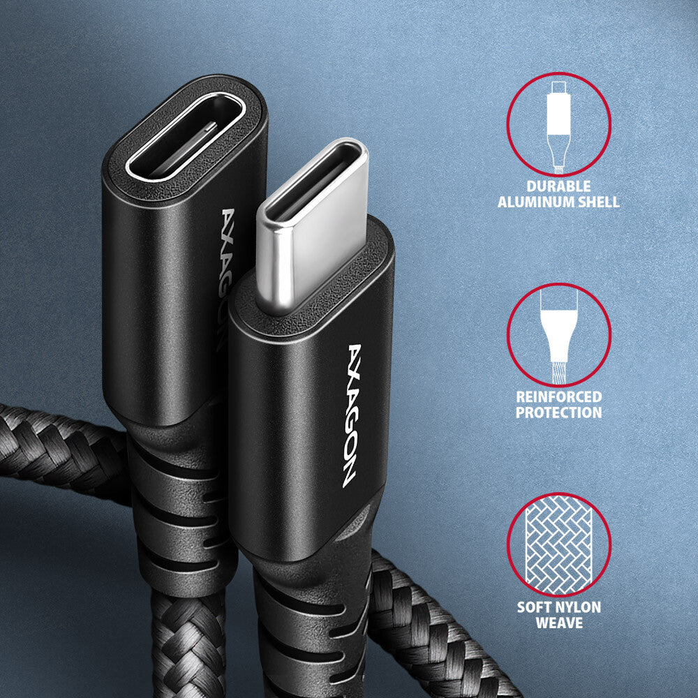 Axagon BUCM32-CF15AB USB-kabel USB 3.2 Gen 2x2 1,5 m USB C 20 Gbit/sek. 240 W Sort