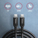 Axagon BUCM-CM20AB USB-kabel USB 2.0 2 m USB C 0,48 Gbit/sek. 60 W Sort