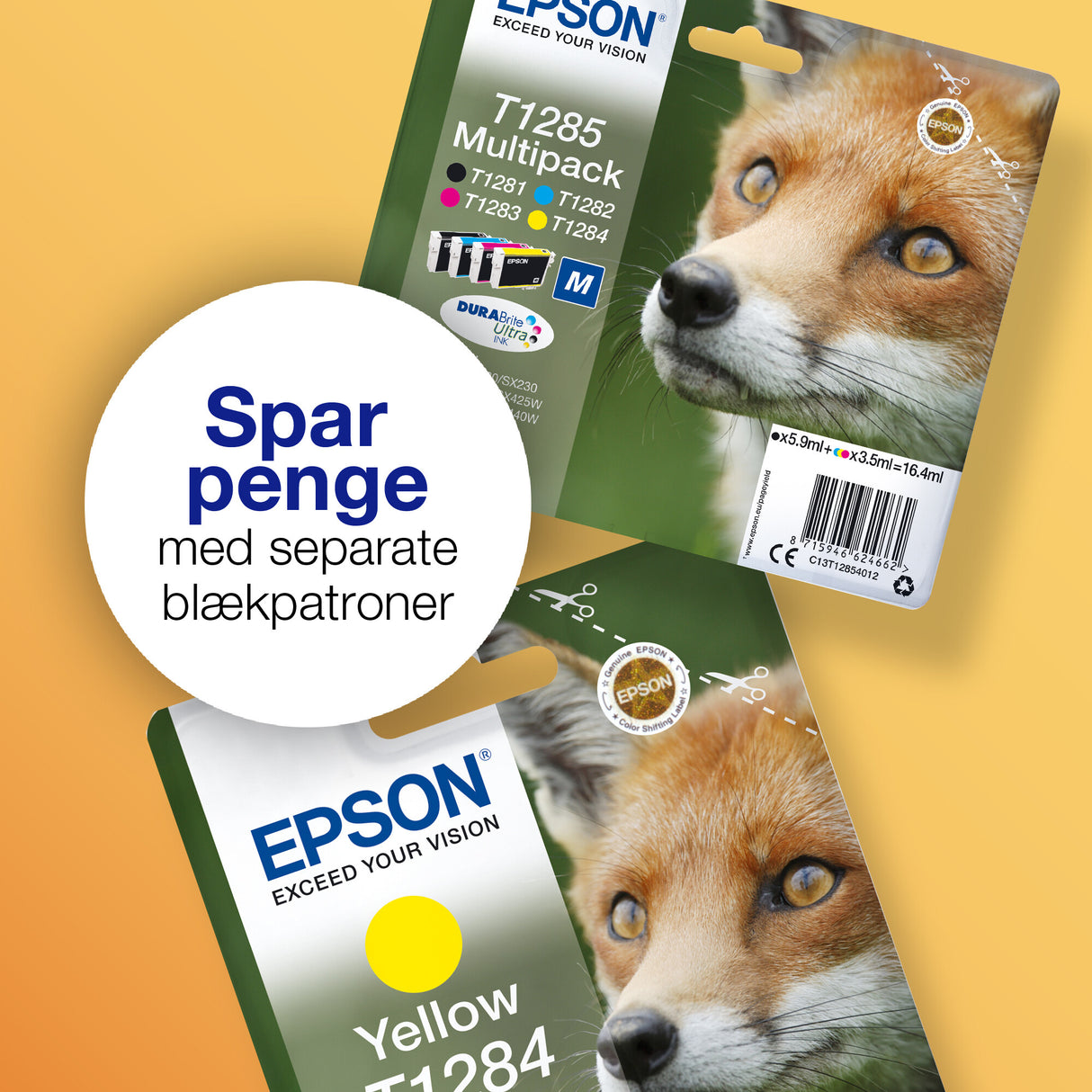 Epson Fox T1281 ræv DURABrite Ultra enkeltpakke sort blæk