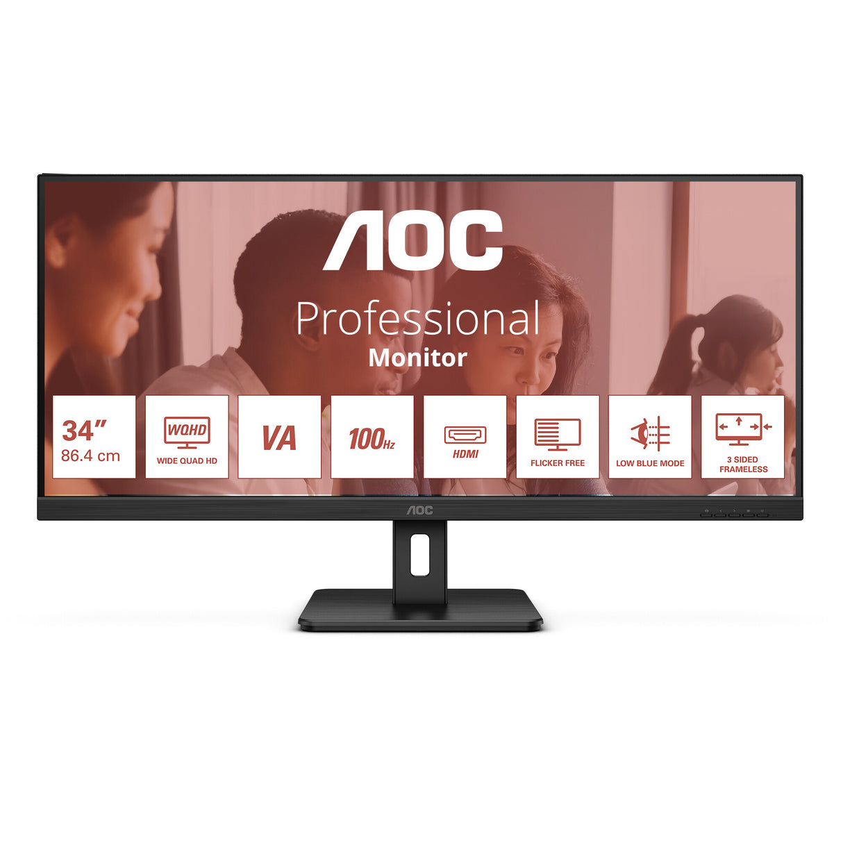 AOC U34E2M computerskærm 86,4 cm (34") 3440 x 1440 pixel Wide Quad HD Sort