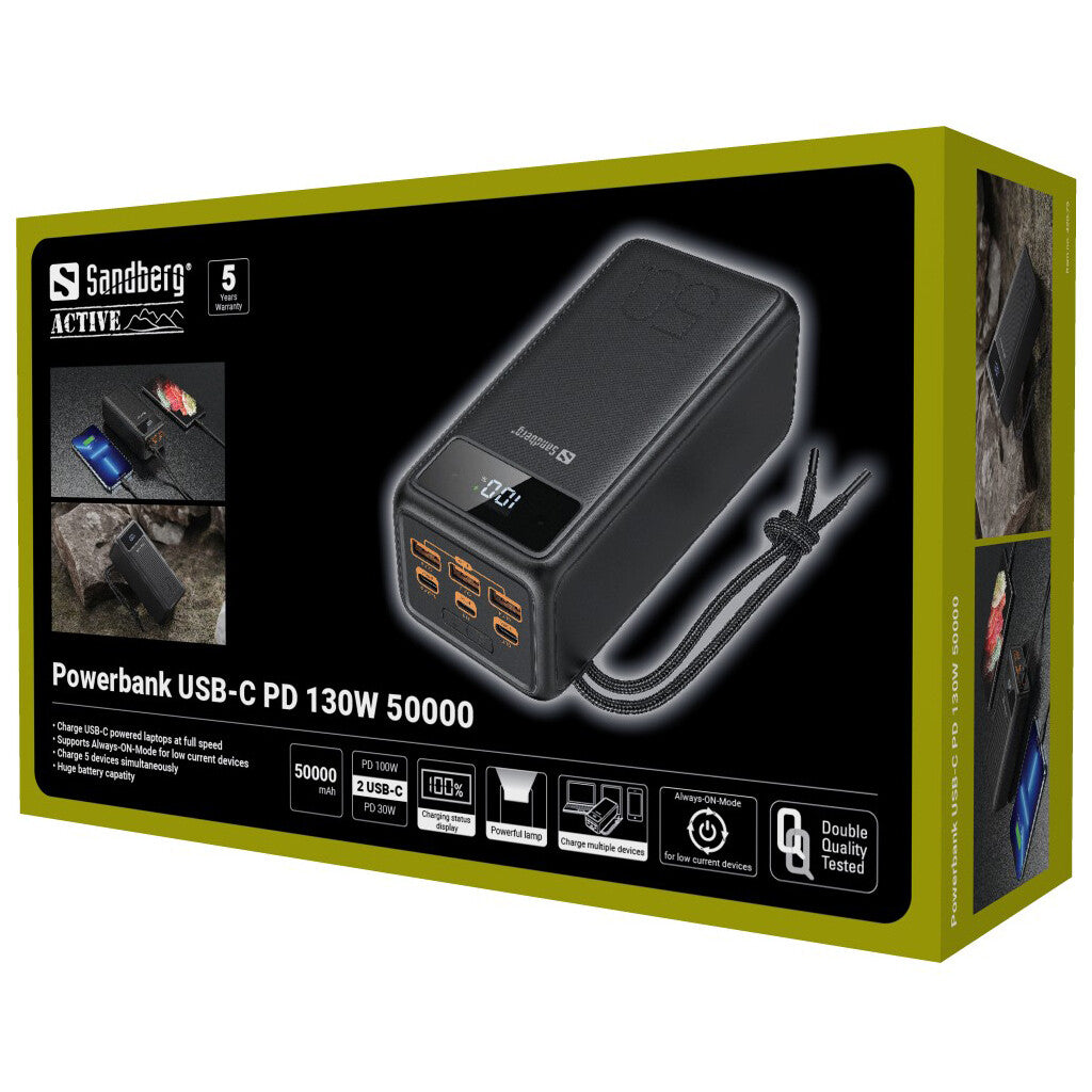 Sandberg 420-75 powerbank Lithium-Ion (Li-Ion) 50000 mAh Sort