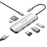 Vention TOJHB dockingstation Ledningsført USB 3.2 Gen 1 (3.1 Gen 1) Type-C Grå, Sølv
