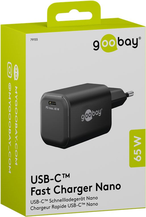 Goobay GaN Fast Charger Nano Adapter 65Watt 1xUSB-C Sort
