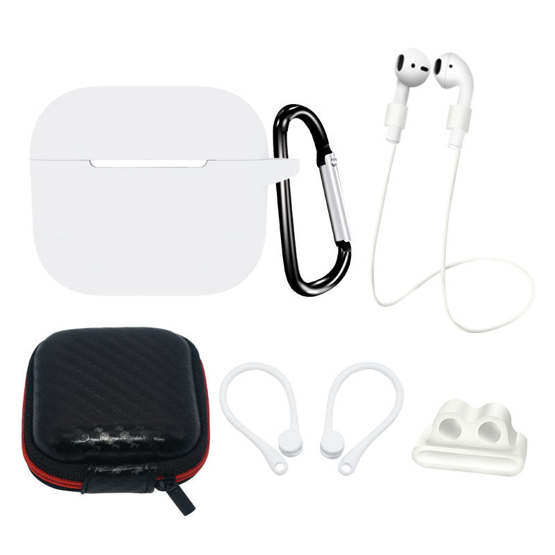 AirPods 3 Silikone etui sæt + etui/ørekrog/halsrem/urremholder/karabinlås - hvid