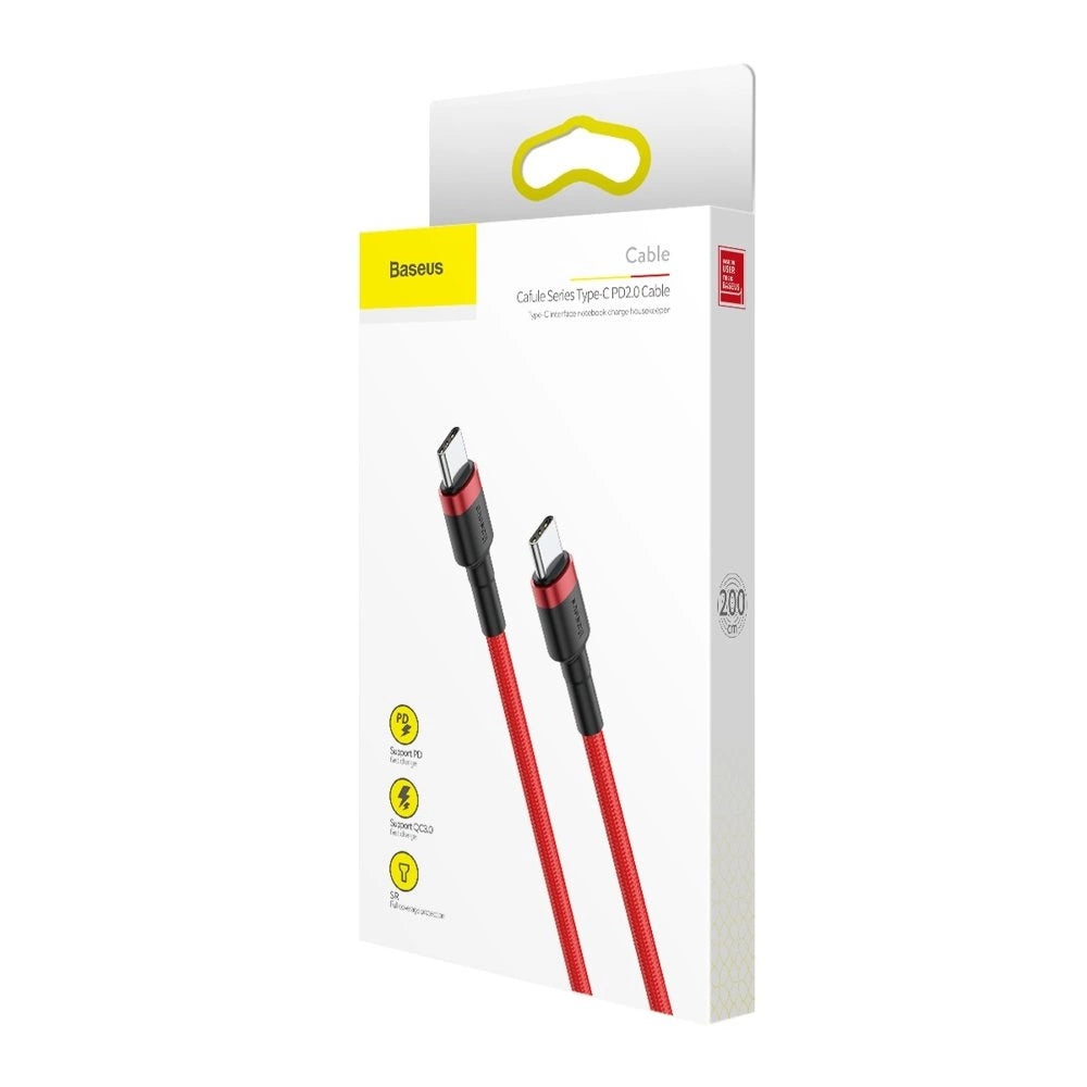 Baseus CATKLF-H09 USB-C - USB-C PD QC-kabel 60W 3A 480Mb/s 2m - rød