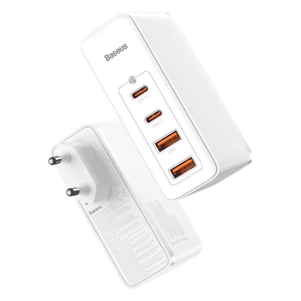 Baseus GaN2 Pro hurtigoplader 100W USB / USB Type C Quick Charge 4+ Strømforsyning hvid