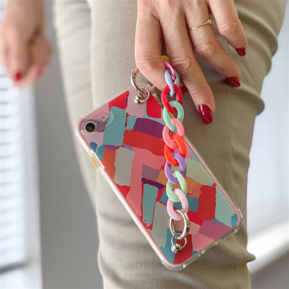 Color Chain Case gel elastisk etui med kæde vedhæng kæde til iPhone SE 2022 / SE 2020 / iPhone 8 / iPhone 7 multicolor