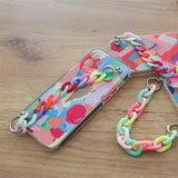 Color Chain Case gel elastisk etui med kæde vedhæng kæde til iPhone SE 2022 / SE 2020 / iPhone 8 / iPhone 7 multicolor
