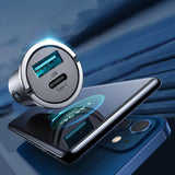 Joyroom hurtig biloplader USB Type C / USB 45 W 5 A Strømforsyning Quick Charge 3.0 AFC SCP grå (C-A35)