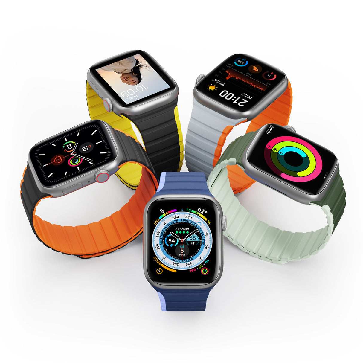 Magnetisk Apple Watch Ultra, SE, 8, 7, 6, 5, 4, 3, 2, 1 (49, 45, 44, 42 mm) Dux Ducis-rem (LD-version) - Grå Orange