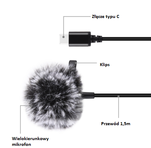 Microphone Jack Puluz PU425 1.5m USB-C / Type-C