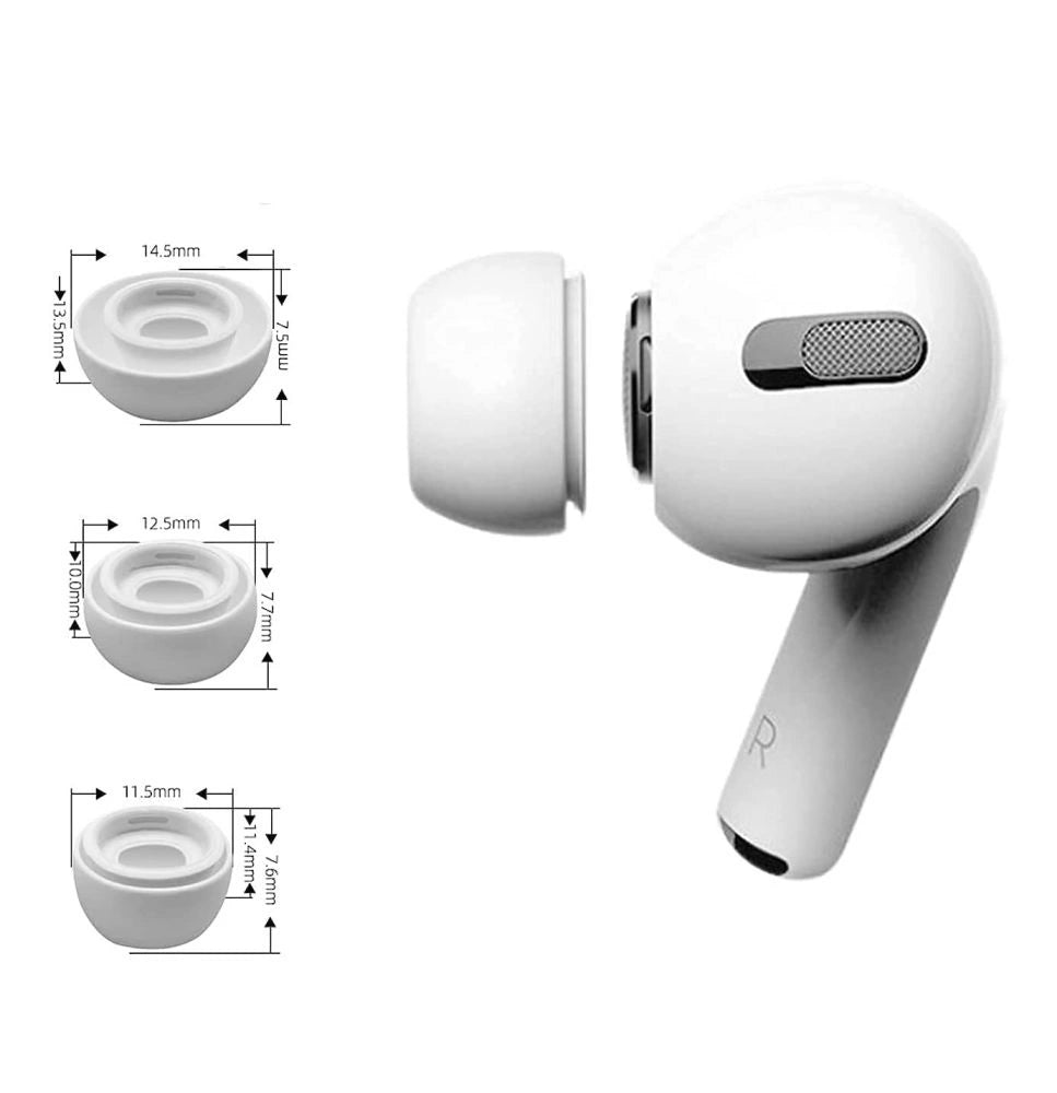 Tech-Protect ørepropper til AirPods Pro 1/2 i størrelserne S/M/L - hvid (3 stk.)