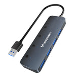USB-A Hub Wozinsky WHS080YSS 4 x USB-A 3.0 med individuelle kontakter, aluminium, med 30 cm kabel - grå