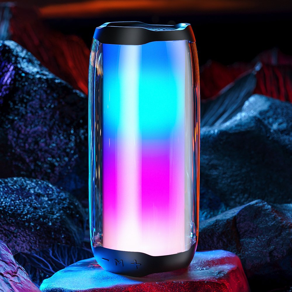 WK Design bærbar trådløs Bluetooth 5.0 højttaler RGB 2000mAh sort (D31 sort)