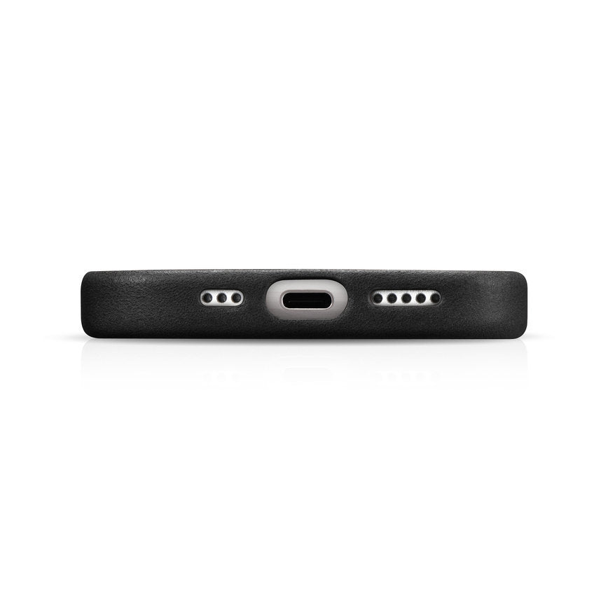iPhone 15 Plus iCarer Oil Wax Premium Læder MagSafe-kompatibelt læderetui - sort
