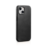 iPhone 15 Plus iCarer Oil Wax Premium Læder MagSafe-kompatibelt læderetui - sort