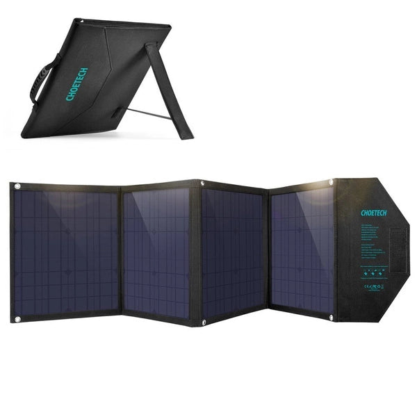 Choetech SC007 solpanel, stor, foldbar, 80W DC / USB-C / 2x USB-A PD, QC - sort