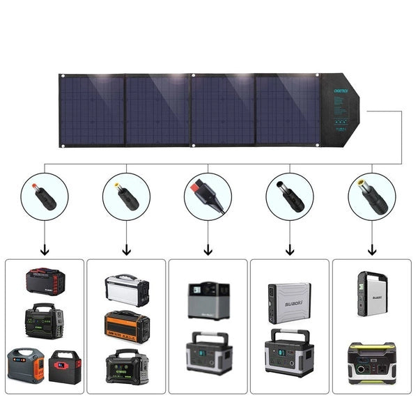 Choetech SC007 solpanel, stor, foldbar, 80W DC / USB-C / 2x USB-A PD, QC - sort