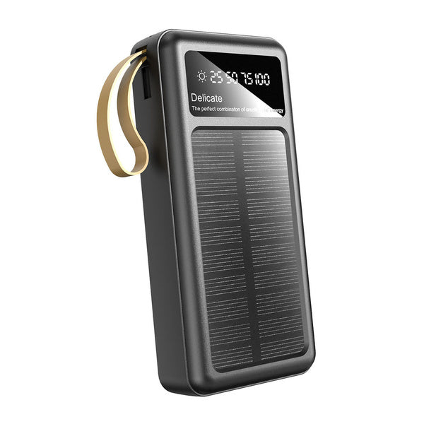 Dudao K18+ solar powerbank 20000 mAh with USB-A / USB-C / Lightning / micro USB cables - black