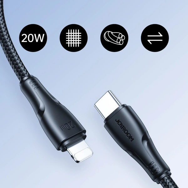 Joyroom S-CL020A11 Lightning - USB-C kabel 20W 480Mb/s 0,25m - sort