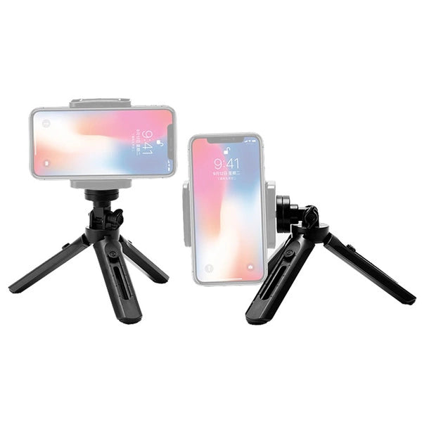 Mini tripod med telefonholder mount selfie stick kamera GoPro holder sort