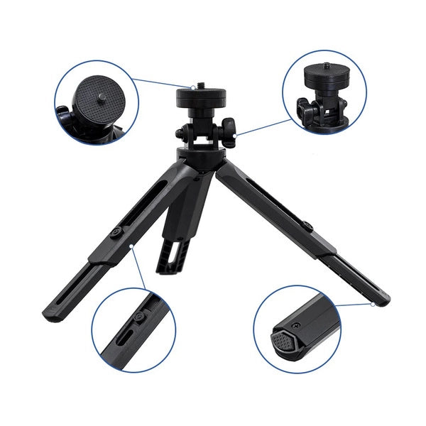 Mini tripod med telefonholder mount selfie stick kamera GoPro holder sort