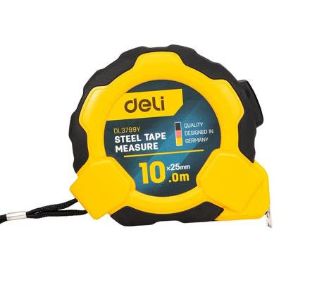 Stålmålebånd 10m/25mm Deli Tools EDL3799Y (gul)