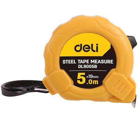 Stålmålebånd 5m/19mm Deli Tools EDL9005B (gul)