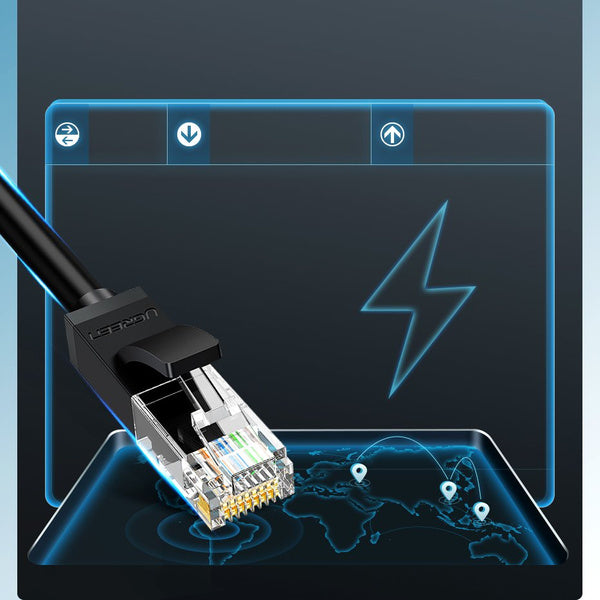 Ugreen Cable Ethernet patch ledning RJ45 Cat 6 UTP 1000Mbps 1m sort (20159)