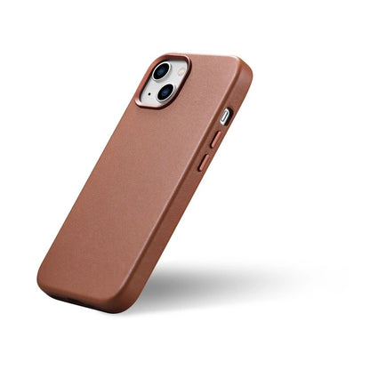 iCarer Case Leather Case Cover for iPhone 14 Brown (WMI14220705-BN) (MagSafe Compatible)