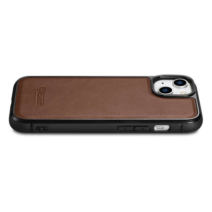 iCarer Leather Oil Wax case covered with natural leather for iPhone 14 brown (WMI14220717-BN)