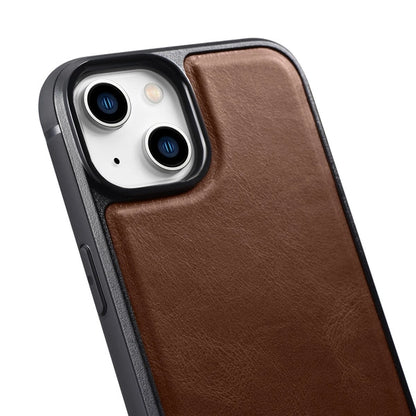 iCarer Leather Oil Wax case covered with natural leather for iPhone 14 brown (WMI14220717-BN)