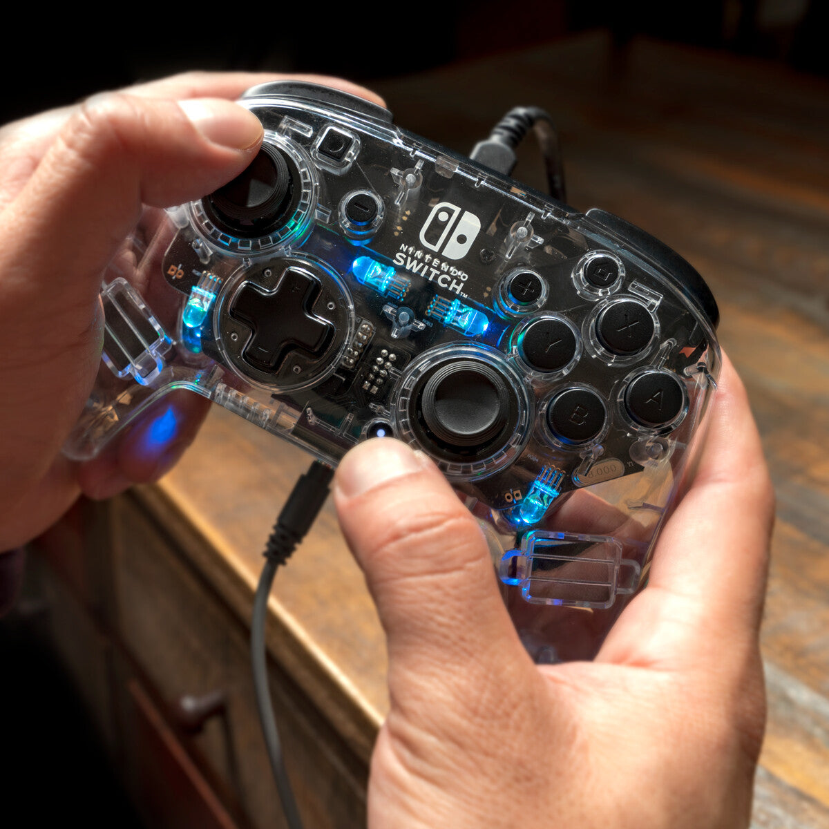PDP Afterglow Deluxe+ Transparent USB Gamepad Analog/digital Nintendo Switch, Nintendo Switch OLED