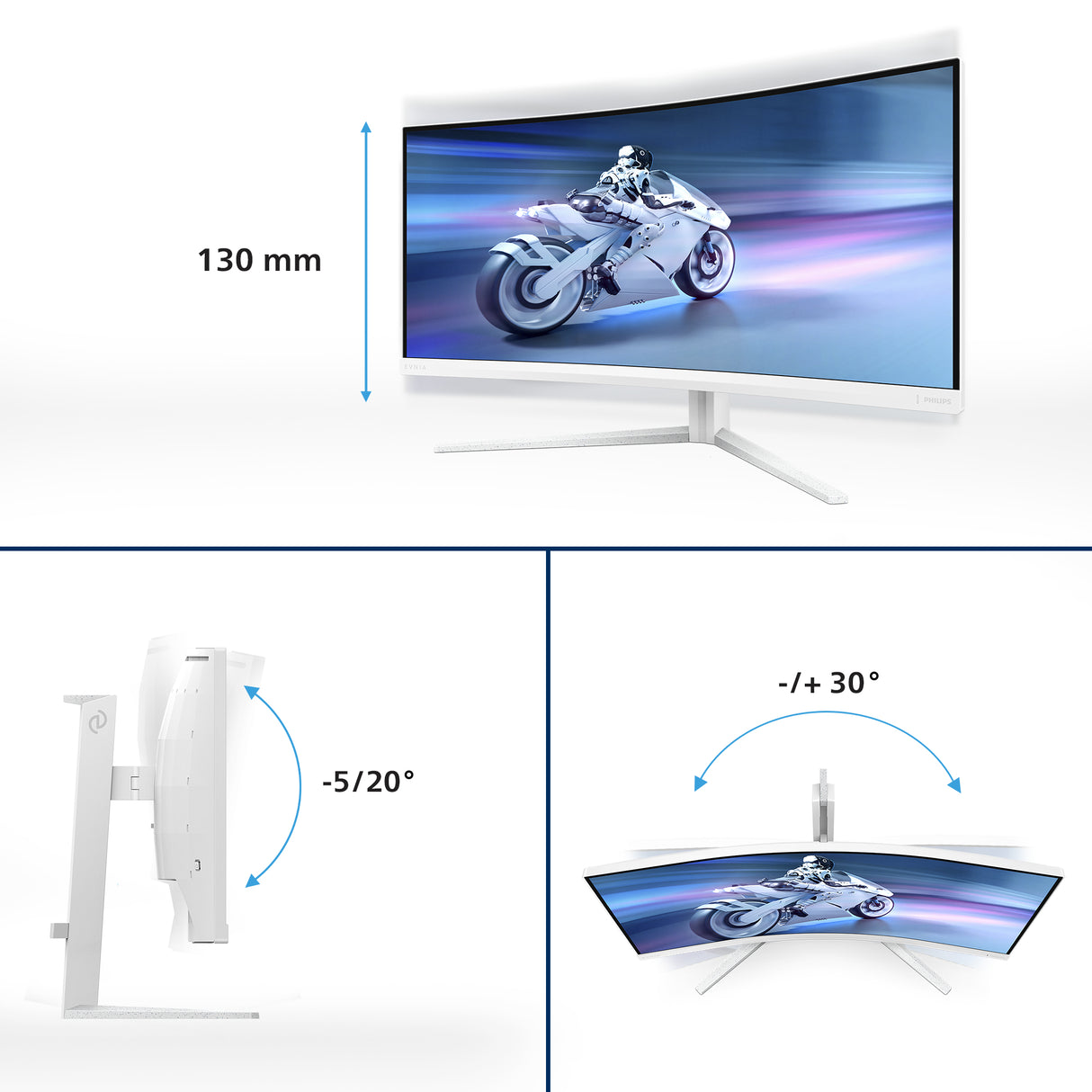 Philips 34M2C5501A/00 computerskærm 86,4 cm (34") 3440 x 1440 pixel Wide Quad HD LCD Hvid