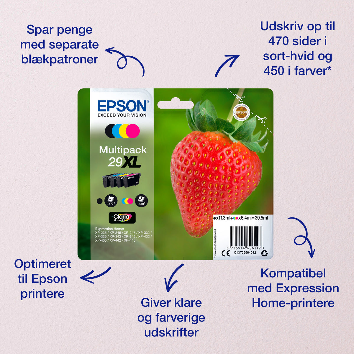 Epson Strawberry Singlepack Black 29 Claria Home Ink