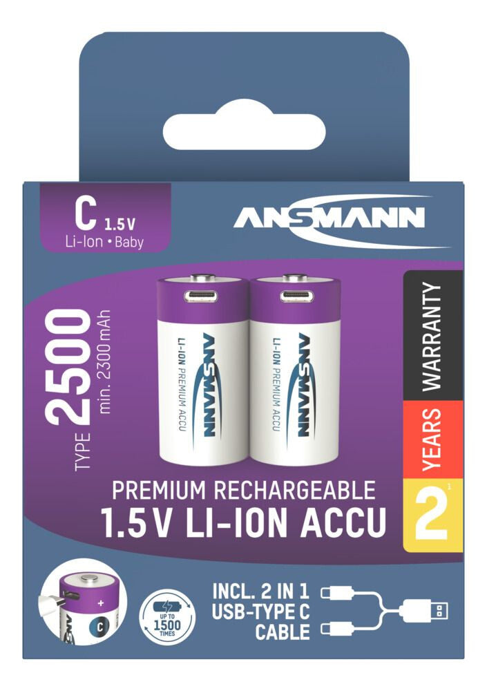 Ansmann 1313-0004 husholdningsbatteri Genopladeligt batteri C Lithium-Ion (Li-Ion)