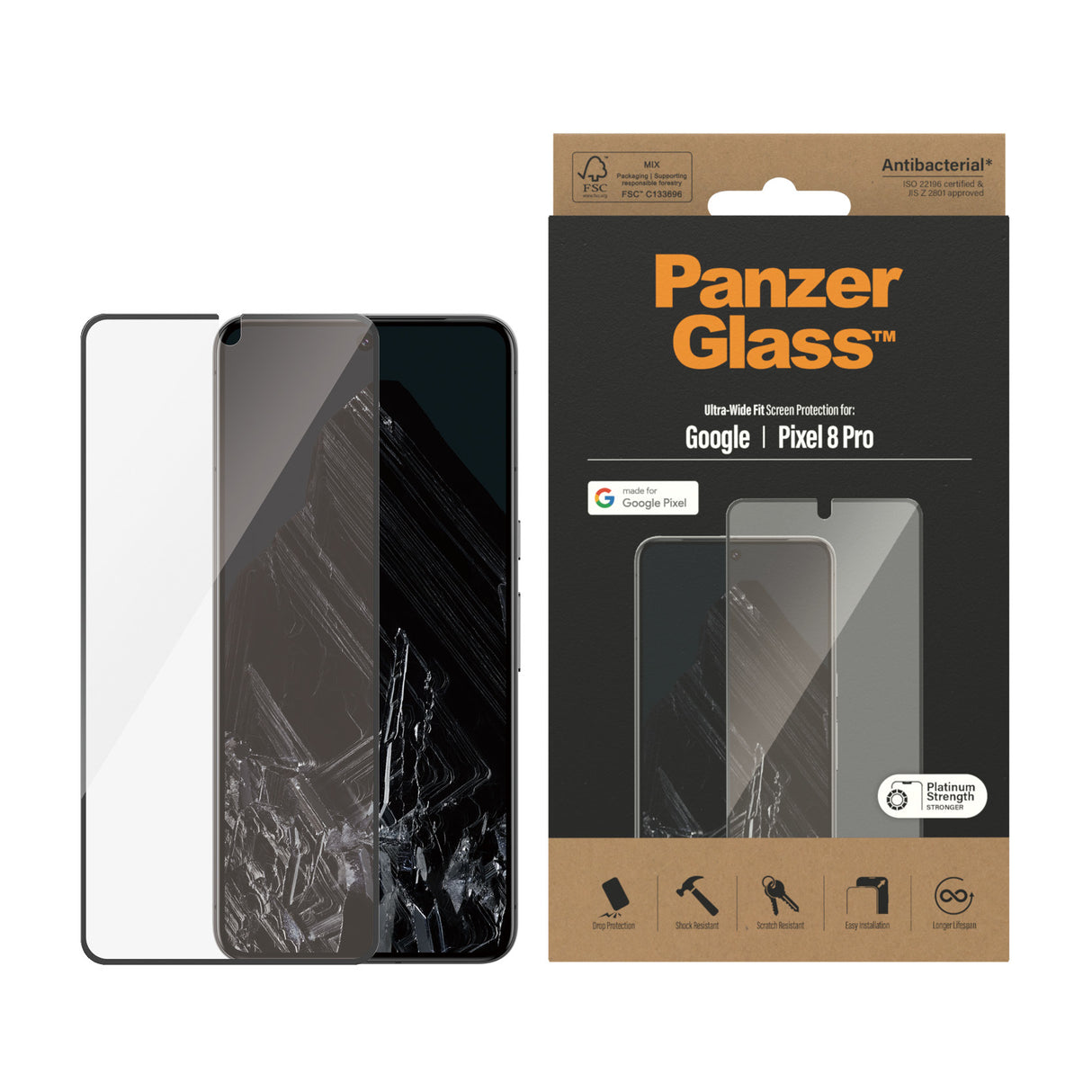 PanzerGlass ® Skærmbeskyttelse Google Pixel 8 Pro | Ultra-Wide Fit
