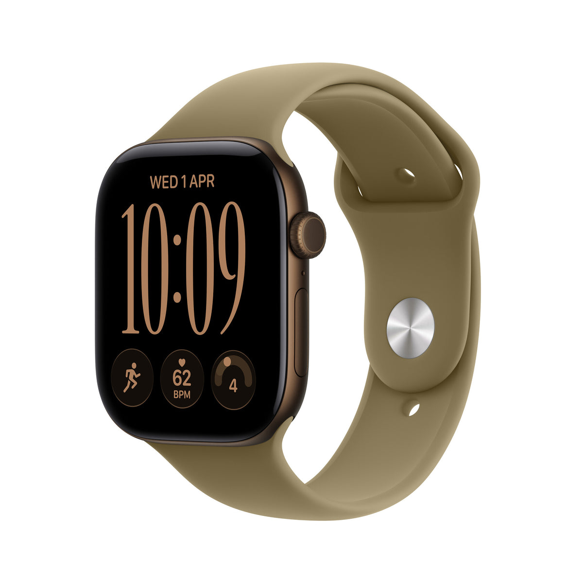 *Apple Watch Series 12 GPS + Cellular 46mm Dark Bronze Aluminium Case with Olive Sport Band - M/L