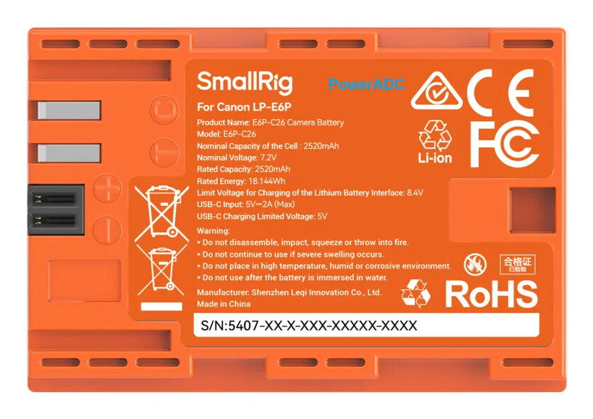 Kamerabatteri SMALLRIG E6P-C26 (orange)