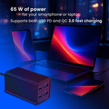 Gembird TA-UC-2A2C-PD65-01-BK oplader til mobil enhed Laptop, Smartphone Sort Vekselstrøm Hurtig opladning Indendørs