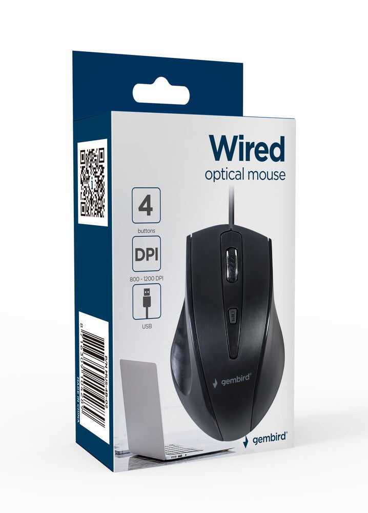 Gembird -4B-02 mus Kontor Højre hånd USB Optisk 1200 dpi