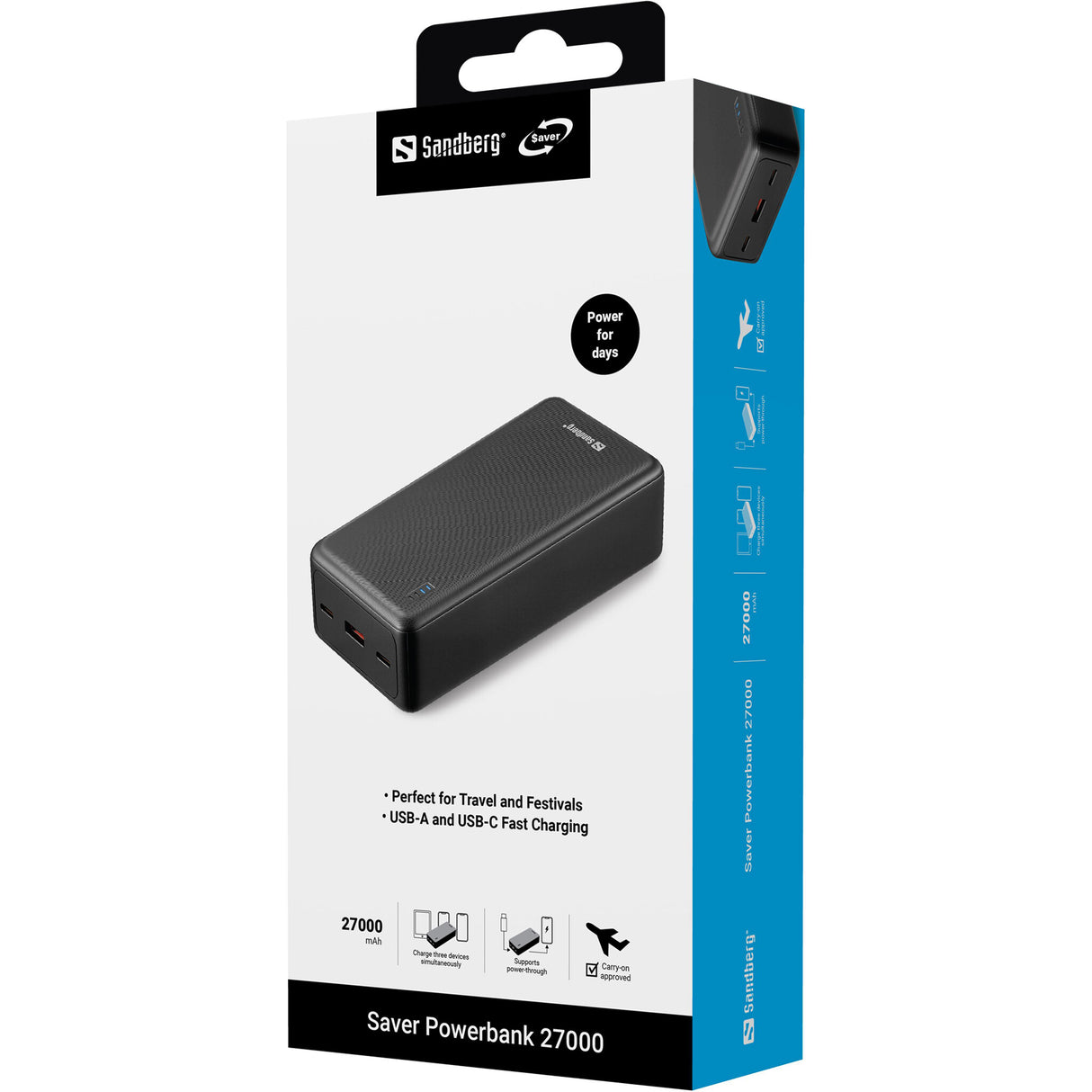 Sandberg 320-43 powerbank Lithium-Ion (Li-Ion) 27000 mAh Sort