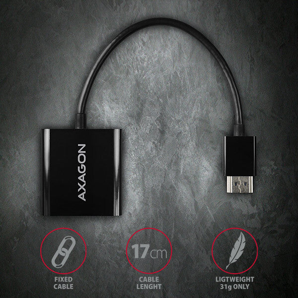 Axagon RVH-VGAN videokabel adapter 0,15 m HDMI Type A (Standard) VGA (D-Sub) Sort