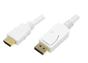 LogiLink 2m, HDMI-DP DisplayPort Hvid
