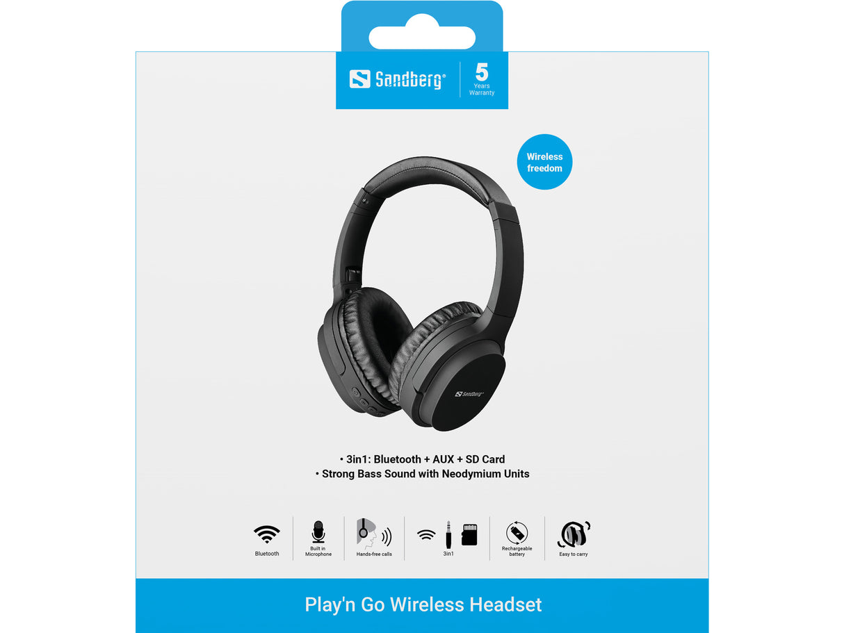 Sandberg Play'n Go Bluetooth Headset, Black