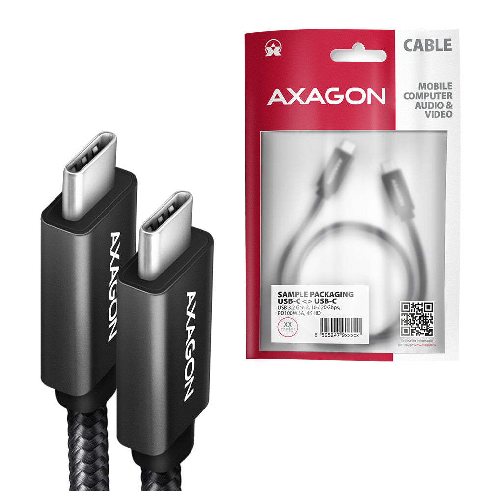 Axagon BUCM32-CM15AB USB-kabel USB 3.2 Gen 2x2 1,5 m USB C 20 Gbit/sek. 100 W Sort