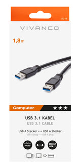 Vivanco CC U8 18 AA USB-kabel USB 3.2 Gen 1 (3.1 Gen 1) 1,8 m USB A Sort